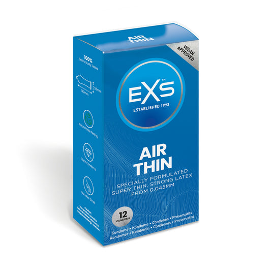 EXS Air Thin Condoms 12-Pack - Natural Latex & Silicone Lubricated