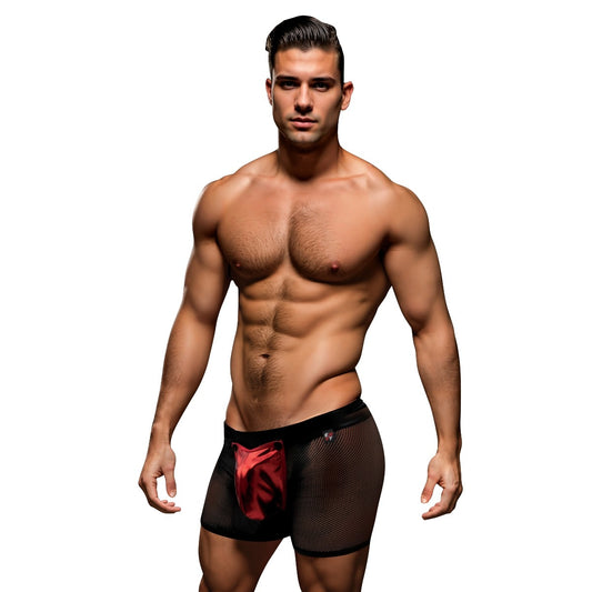 Envy Snap Down Mesh Boxer Brief Black Red LXL