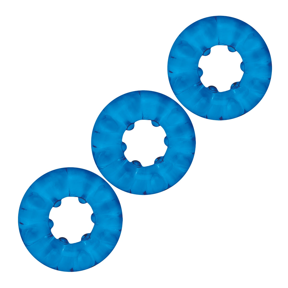 Blue Line 3 Pack Ribbed Rider Cock Ring Set