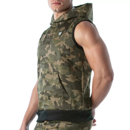 Army Sleeveless Hoodie - Size : M