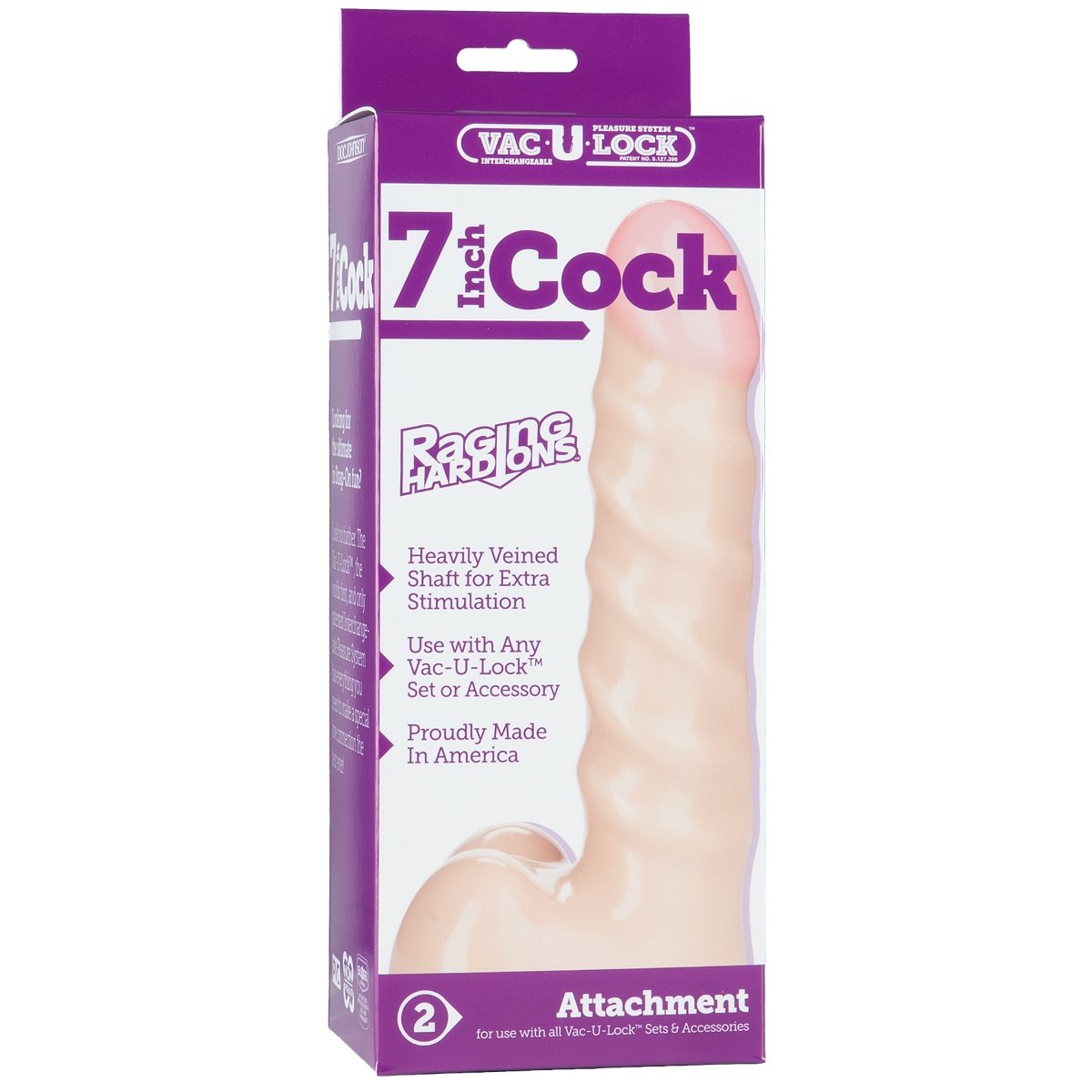 Doc Johnson Vac U Lock Raging Hard Ons Cock Dildo 7inch Vanilla