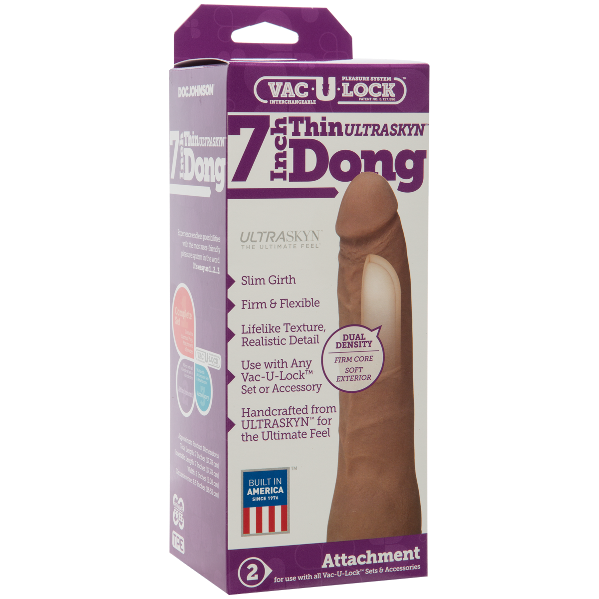 Doc Johnson Vac U Lock Ultraskyn Thin Dong Caramel