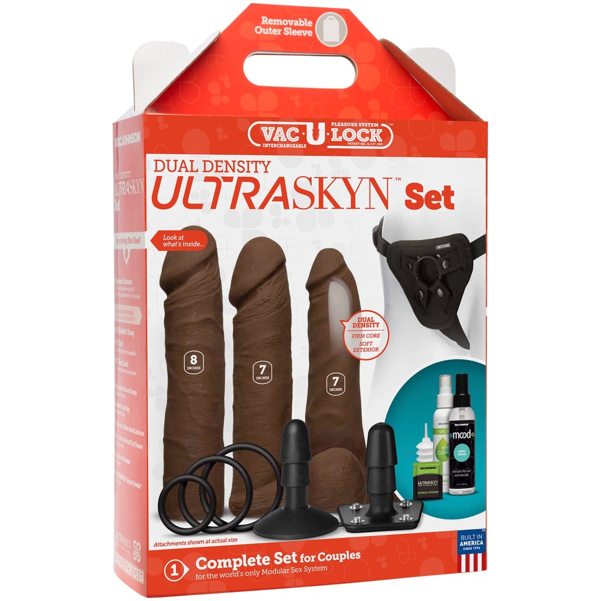 Doc Johnson Vac U Lock Dual Density Ultraskyn Set Chocolate