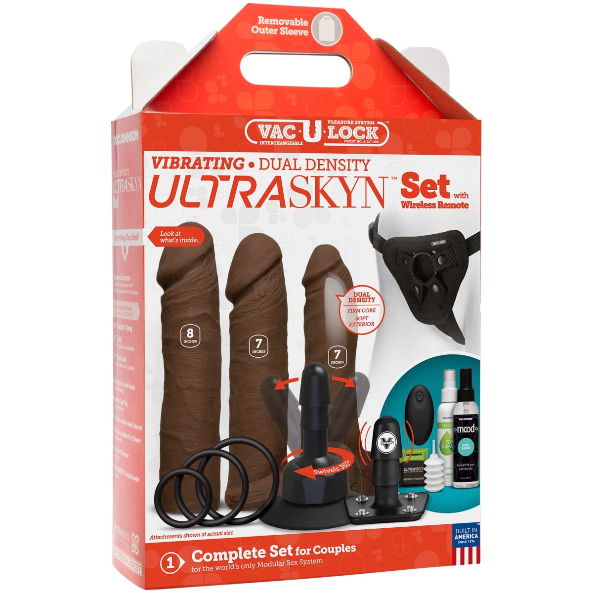 Doc Johnson Vac U Lock Vibrating Dual Density Ultraskyn Set Chocolate