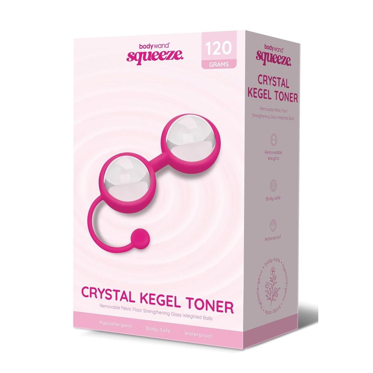 Bodywand Squeeze Weighted Crystal Kegel Toner Balls Clear Pink