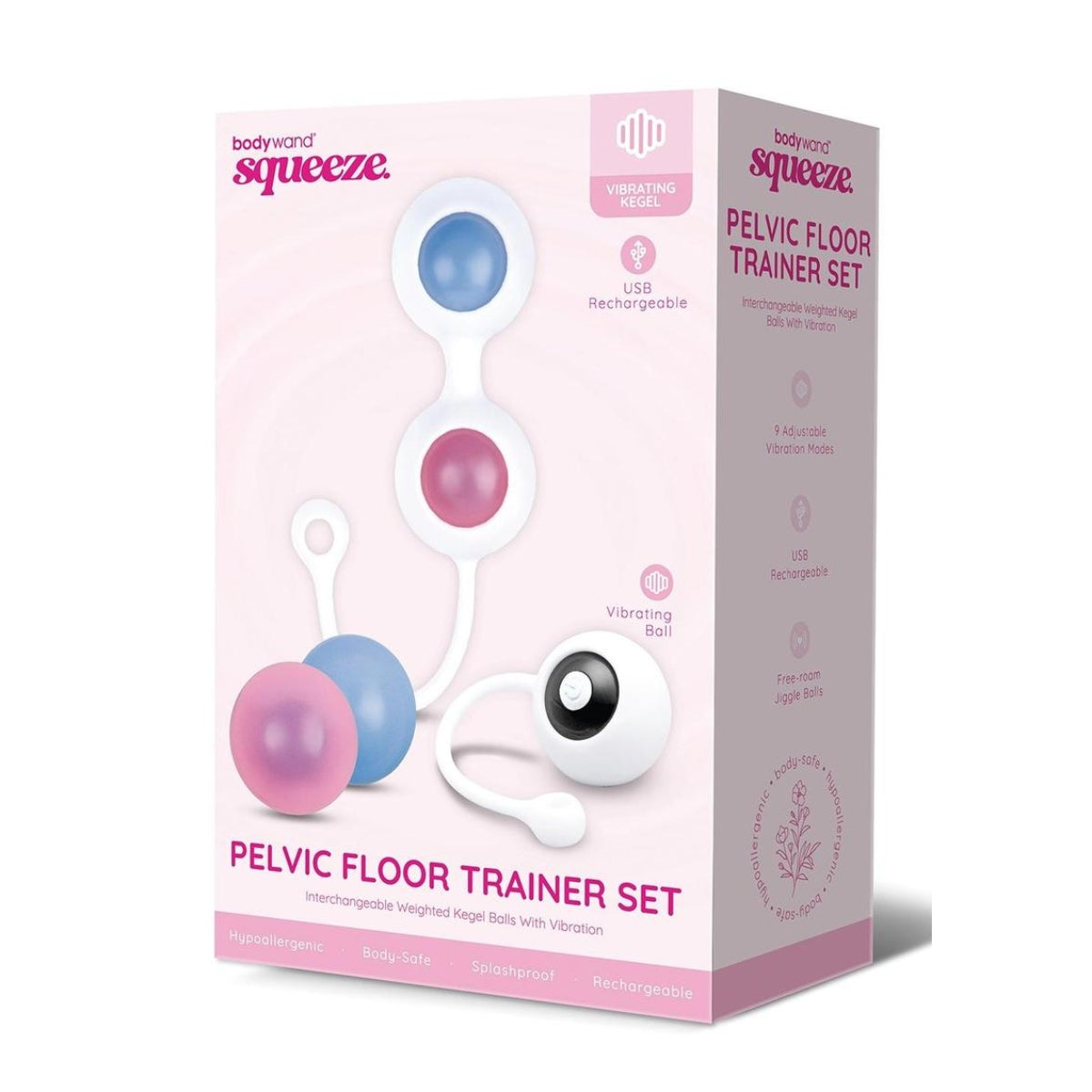 Bodywand Squeeze Vibrating Pelvic Floor Trainer Set Blue Pink