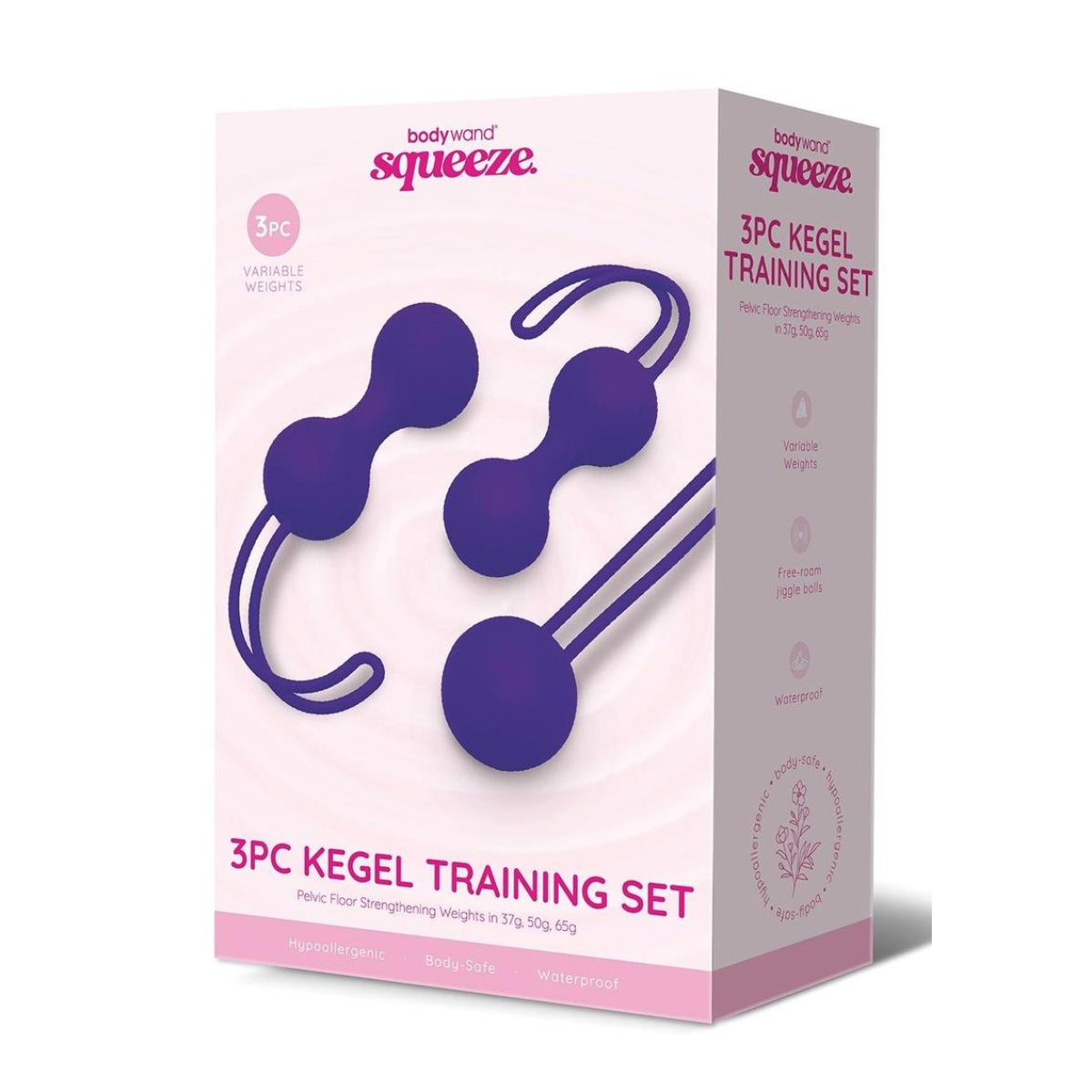 Bodywand Squeeze 3 Piece Weighted Kegel Training Set Purple