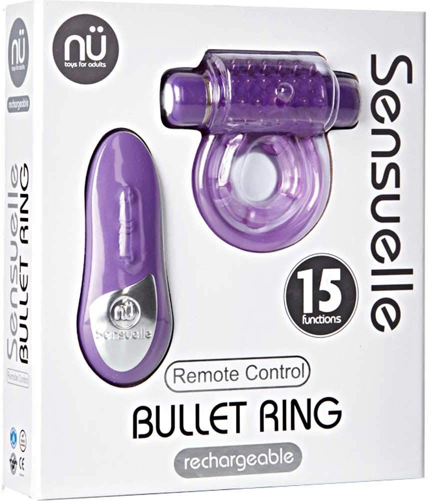 Sensuelle Remote Control Bullet Ring 15 Function Cock Ring Purple