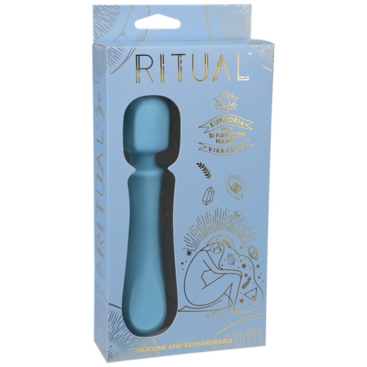 Doc Johnson Ritual Euphoria Blue Rechargeable Silicone Wand Vibrator