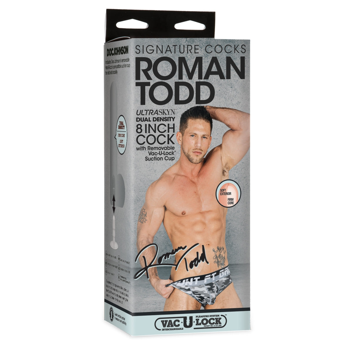 Signature Cocks Roman Todd 8Inch Ultraskyn Cock with Removable Vac U Lock Suction Cup Vanilla
