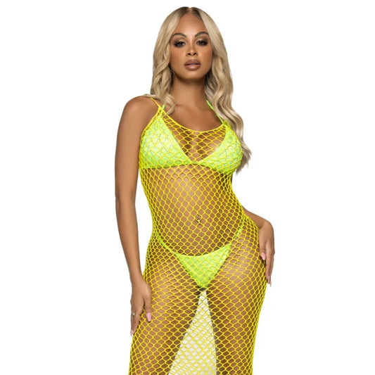 Woven Twist Net Backless Maxi Dress Yellow OS
