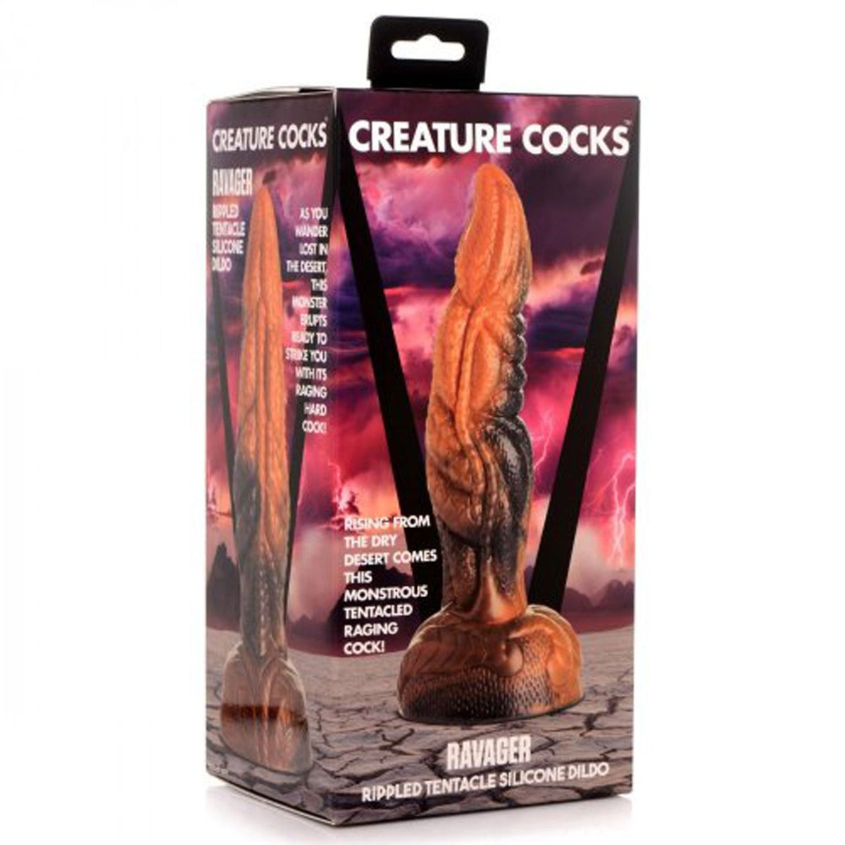 Creature Cocks Ravager Rippled Tentacle Marble Rust Orange Silicone Dildo
