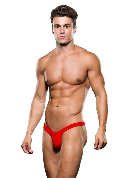 Envy Microfiber Low Rise Zip Thong Red LXL