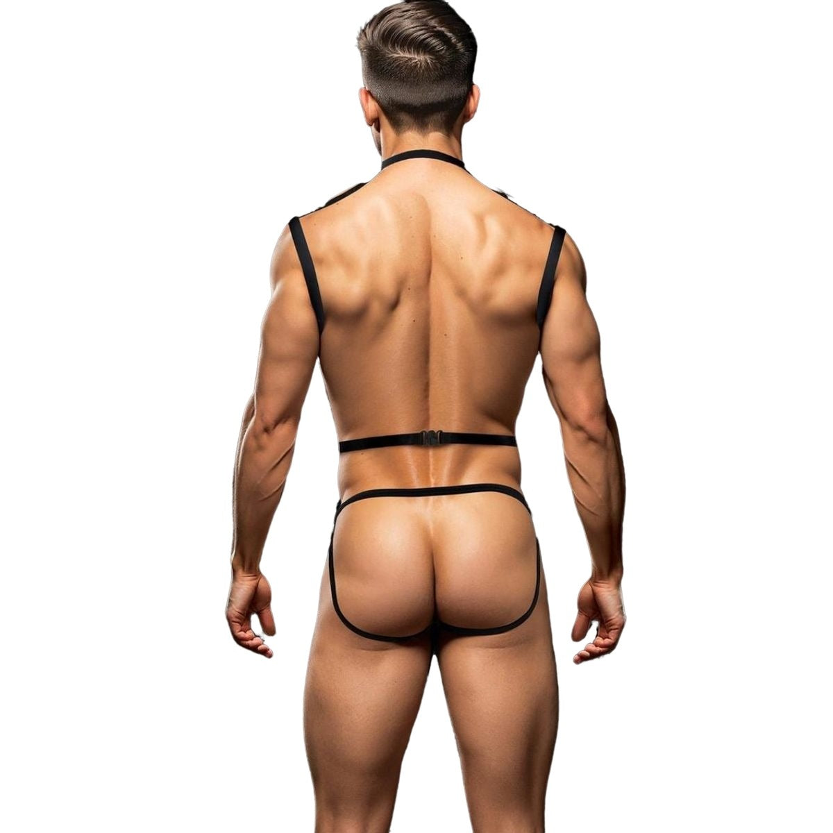 Envy 3 Piece Wet Look Chest Harness Black LXL