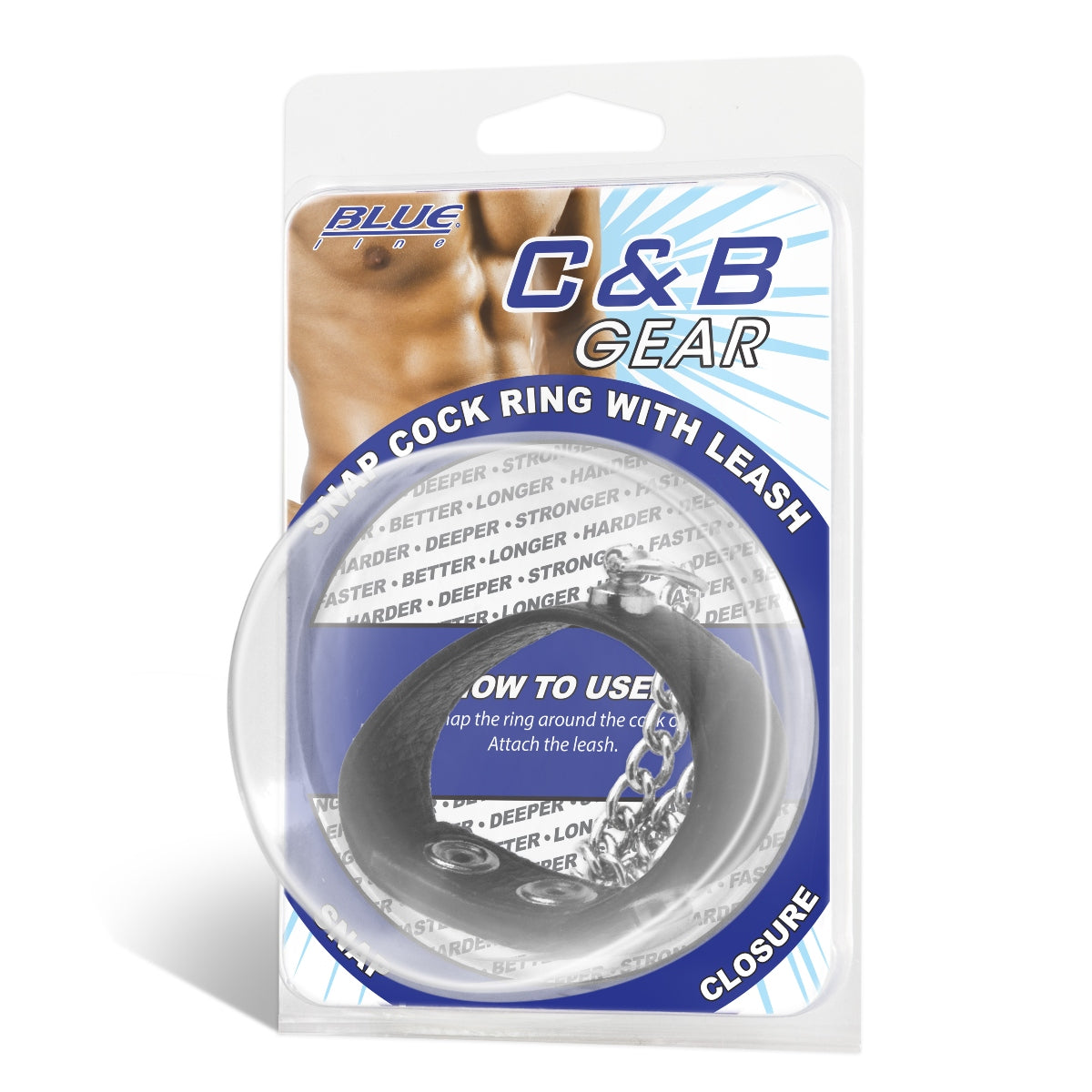 Blue Line Snap Cock Ring With Leash