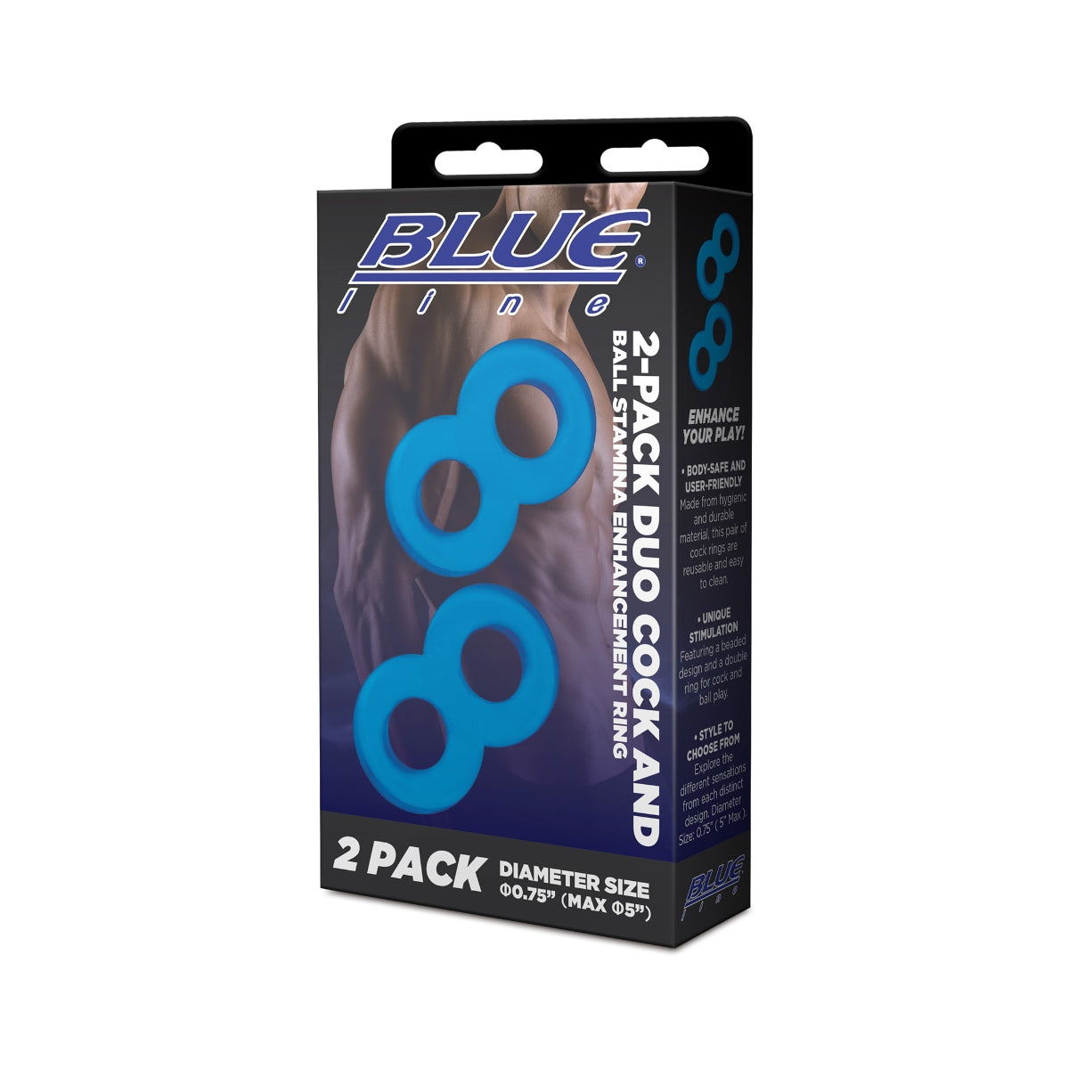 Blue Line 2 Pack Duo Cock And Ball Stamina Enhancement Cock Ring