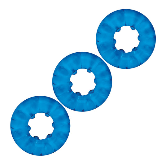 Blue Line 3 Pack Ribbed Rider Cock Ring Set