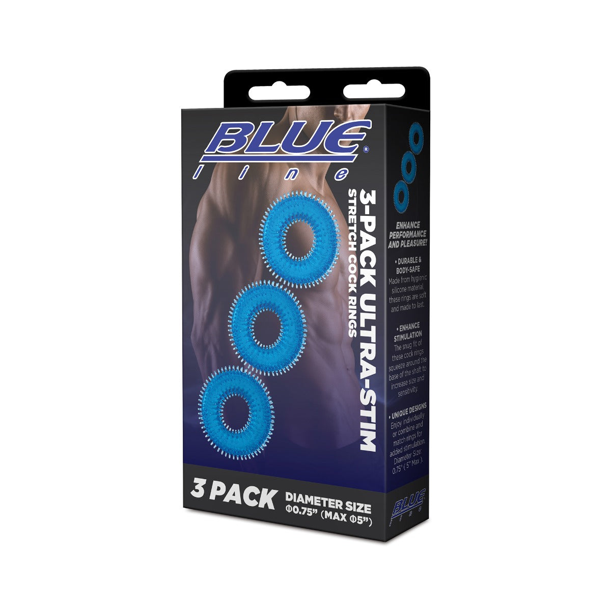 Blue Line 3 Pack Ultra Stim Stretch Cock Rings