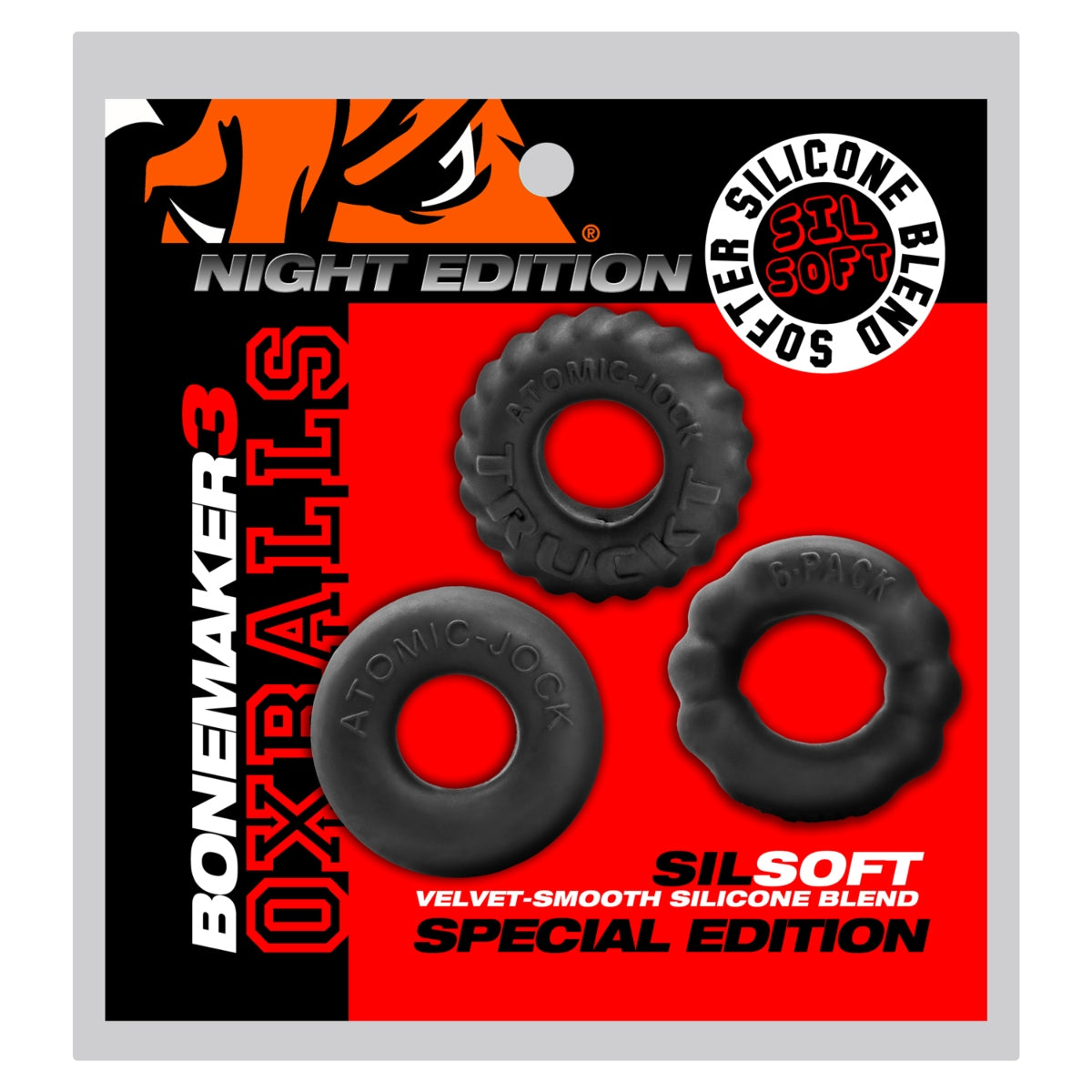 Oxballs Bonemaker 3 Pack Boner Cockring Kit Plus Siliconet Special Edition Night