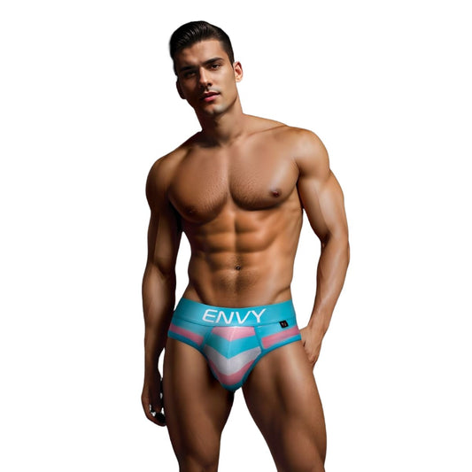 Envy Rainbow Trans Pride Brief Blue Pink White SM