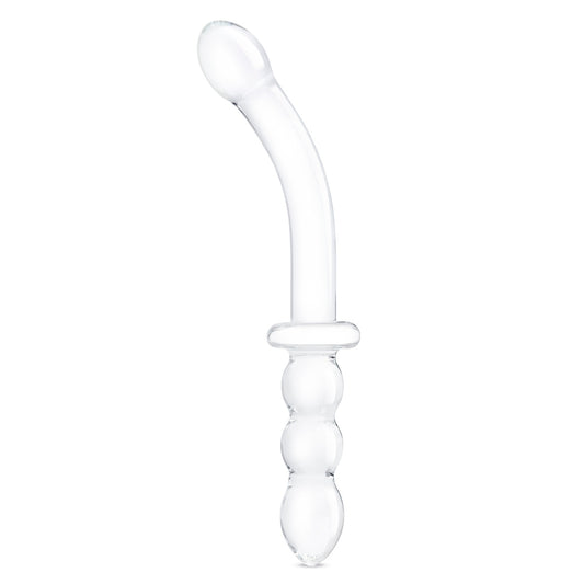 Glas 12inch Girthy Ribbed G Spot Glass Dildo With Handle Grip Double Ended