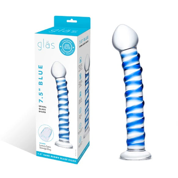 Glas 7.5inch Spiral Glass Dildo Blue