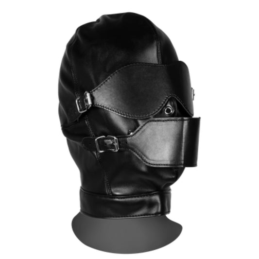 Blindfolded Mask with Breathable Ball Gag Black