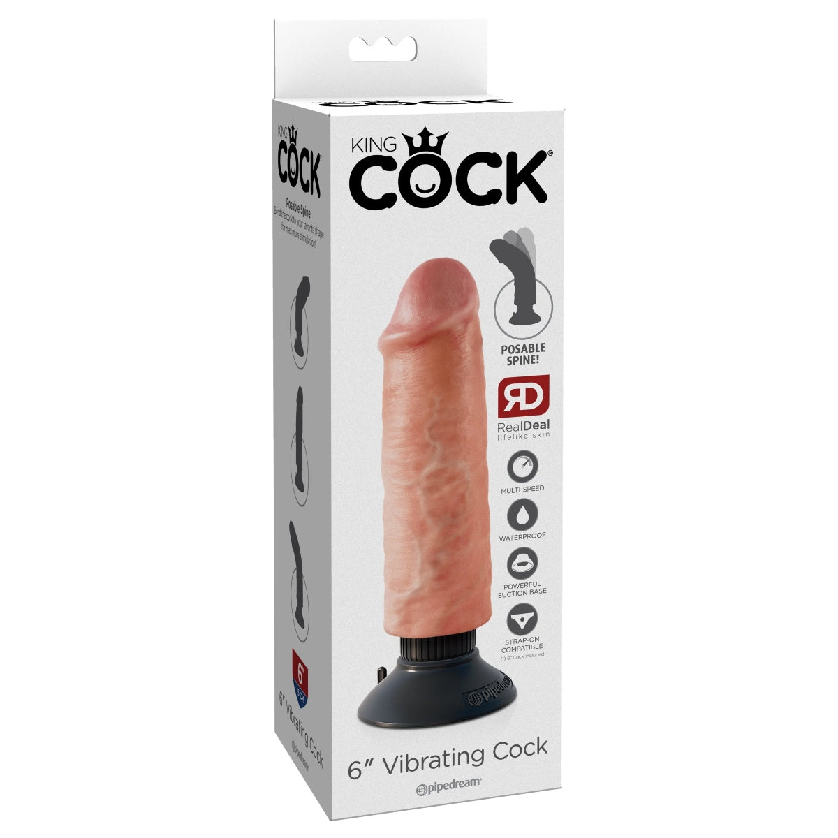 King Cock 6Inch Vibrating Cock - Light