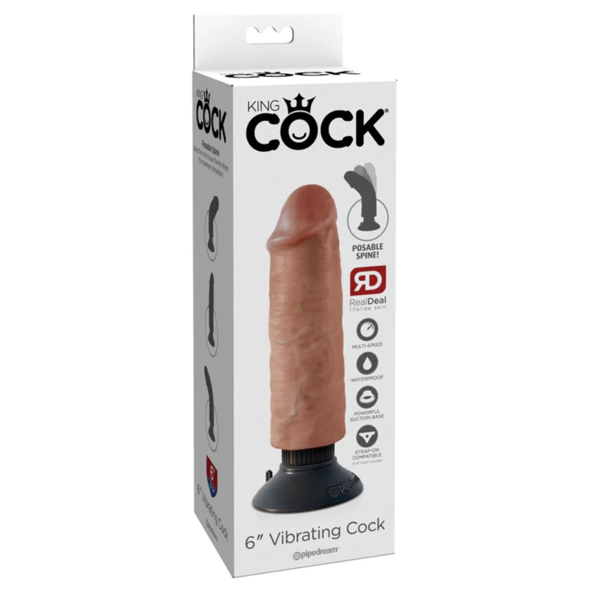 King Cock 6Inch Vibrating Cock - Tan
