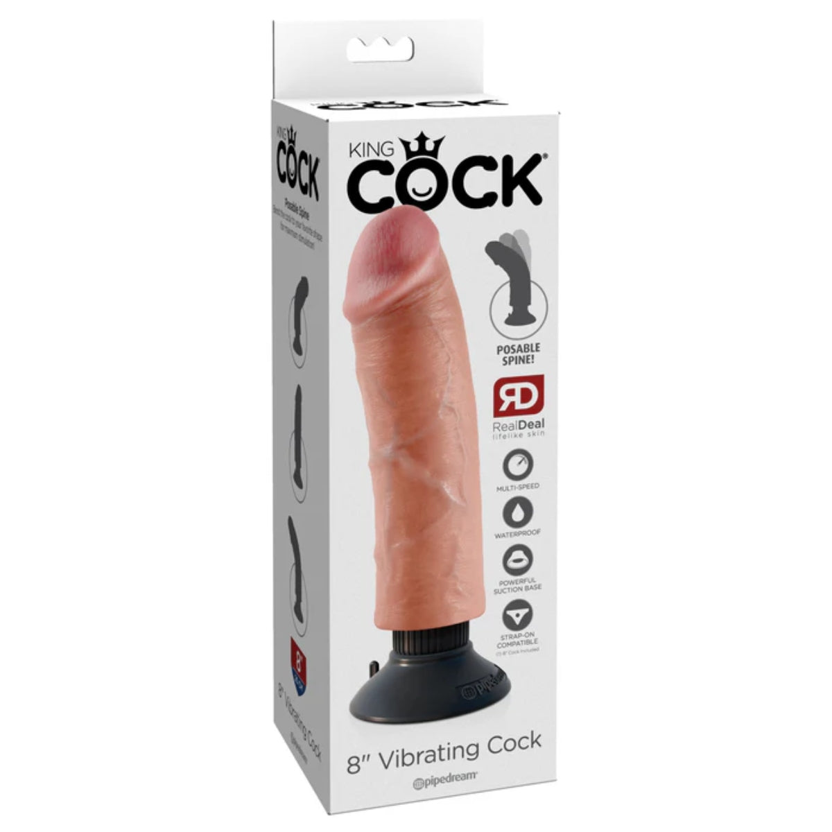 King Cock 8Inch Vibrating Cock - Light