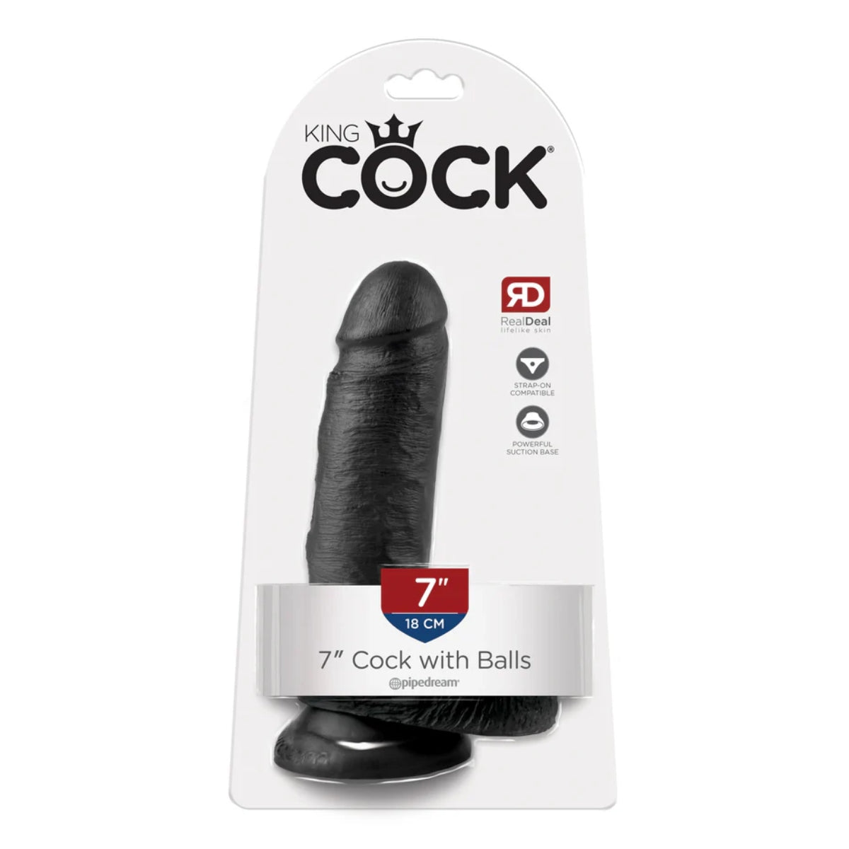King Cock 7Inch Cock with Balls - Black