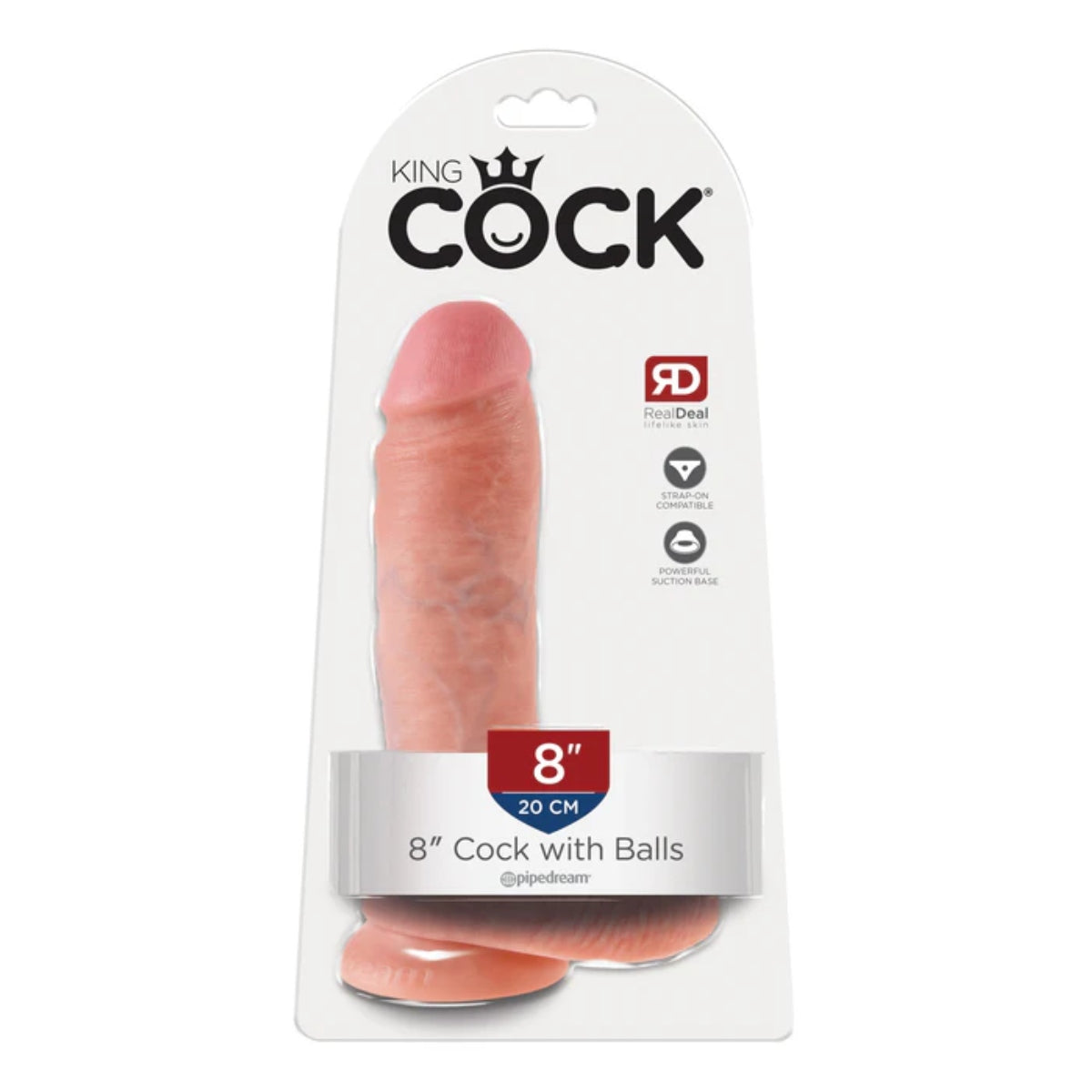 King Cock 8Inch Cock with Balls - Light