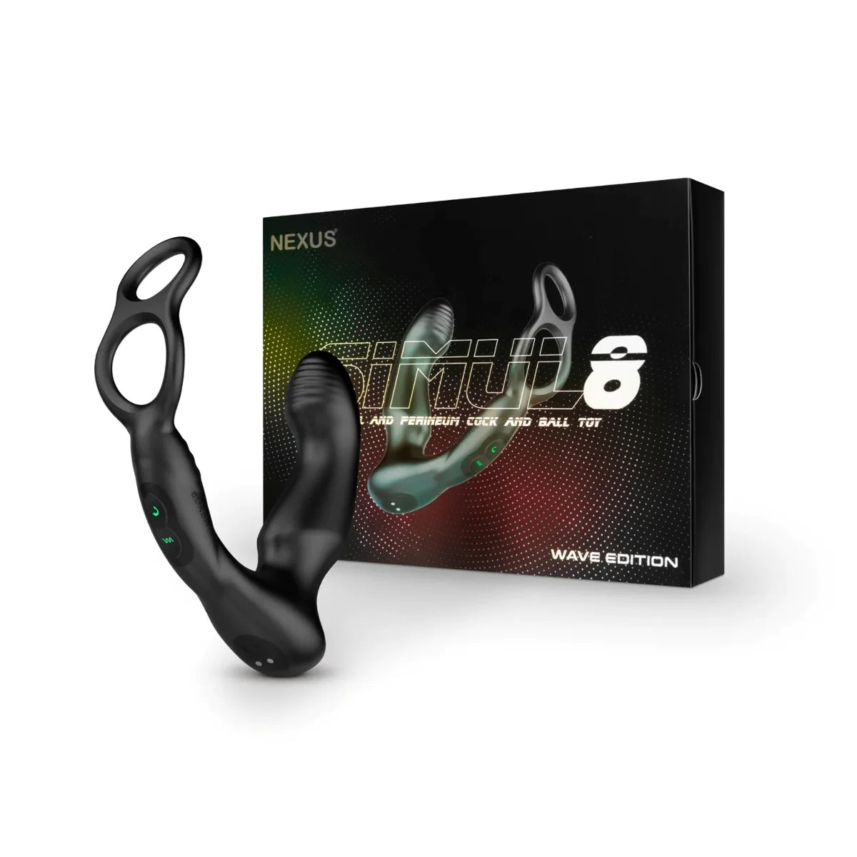 SIMUL8 WAVE EDITION Vibrating Dual Motor Anal Cock and Ball Toy - Black