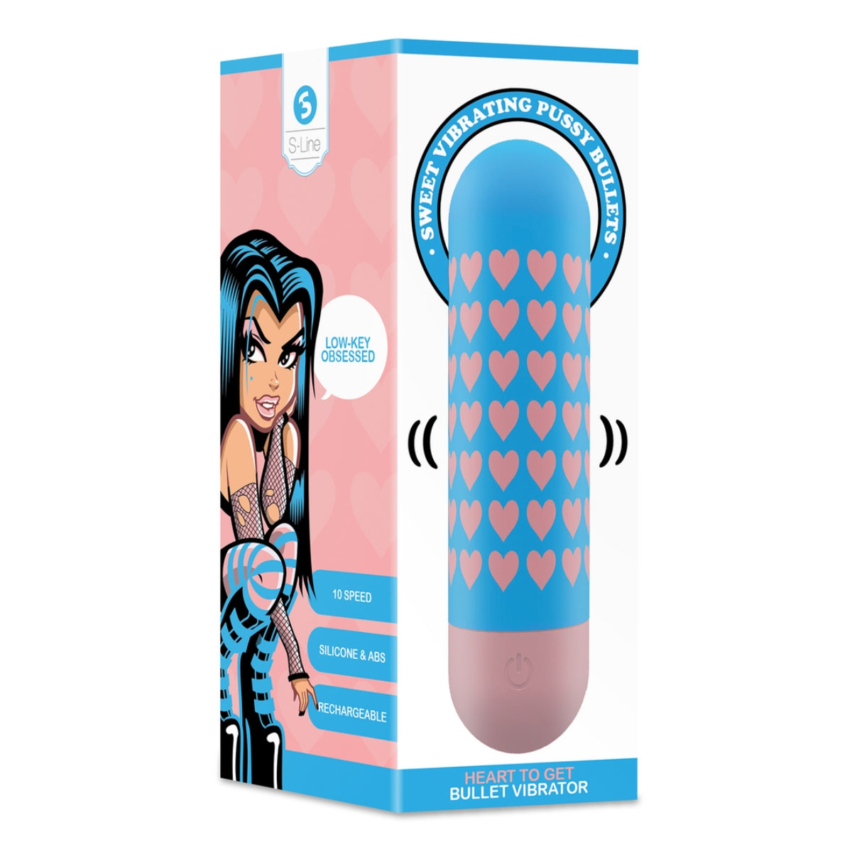 S-Line Heart To Get Bullet Vibrator Blue Pink