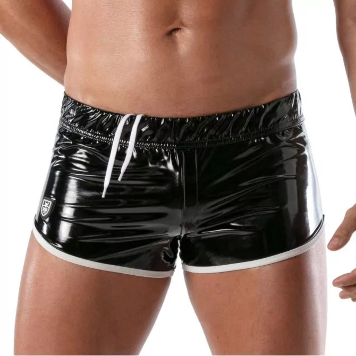 Vinyl Fetish Shorts Black/White - Size S