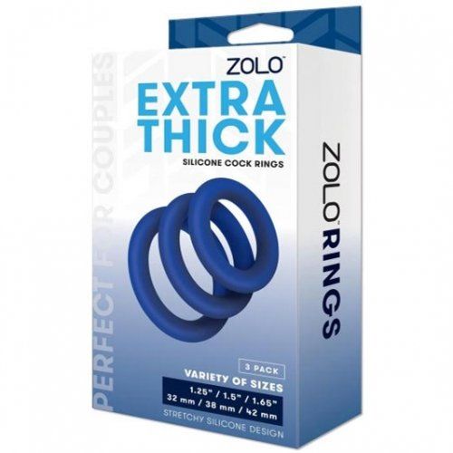 Zolo Extra Thick Silicone Cock Ring 3 Pack Blue